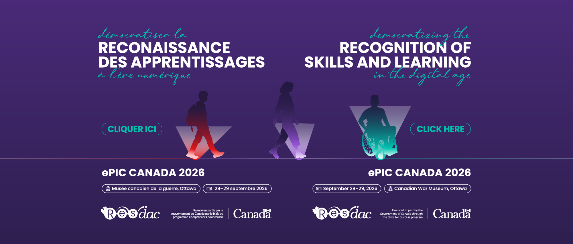 ePIC Canada 2026 — Démocratiser la reconnaissance des apprentissages à l'ère numérique · Democratizing the recognition of skills and learning in the digital age. 28–29 septembre / September 28–29, 2026 · Musée canadien de la guerre / Canadian War Museum, Ottawa.