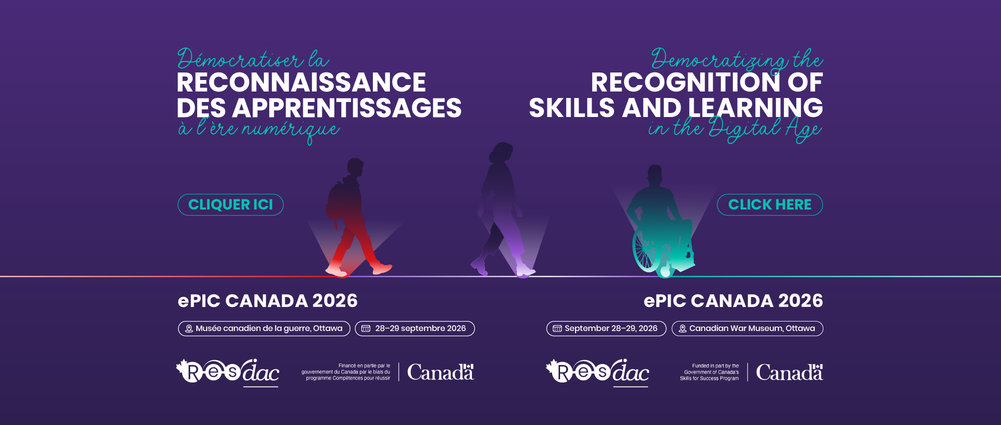 ePIC Canada 2026 — Démocratiser la reconnaissance des apprentissages à l'ère numérique · Democratizing the recognition of skills and learning in the digital age. 28–29 septembre / September 28–29, 2026 · Musée canadien de la guerre / Canadian War Museum, Ottawa.