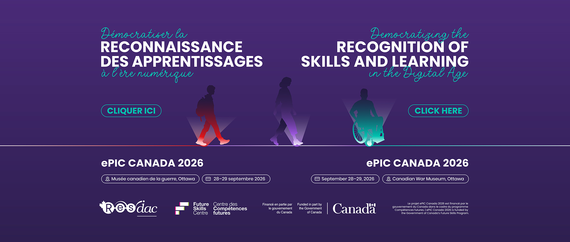 ePIC Canada 2026 — Démocratiser la reconnaissance des apprentissages à l'ère numérique · Democratizing the recognition of skills and learning in the digital age. 28–29 septembre / September 28–29, 2026 · Musée canadien de la guerre / Canadian War Museum, Ottawa.